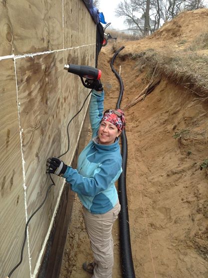 Adrienne Dries the Wall